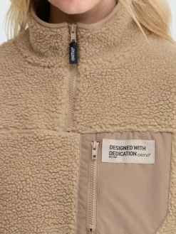 OXMO Sweatshirts & Sweatjacken*Damen Plüschjacke - OXABBY HALFZIP beige uni