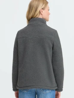 OXMO Sweatshirts & Sweatjacken*Damen Plüschjacke - OXABBY HALFZIP grau uni