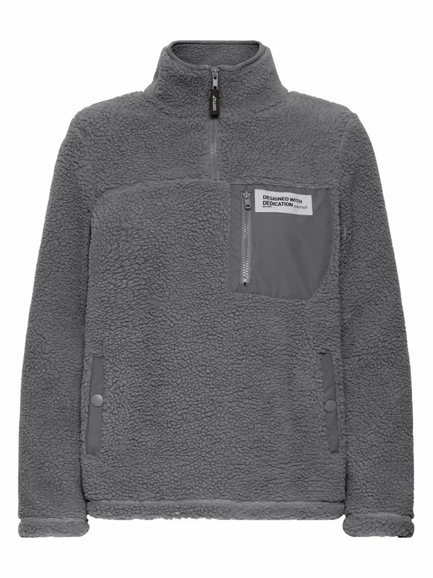 OXMO Sweatshirts & Sweatjacken*Damen Plüschjacke - OXABBY HALFZIP grau uni