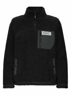 OXMO Sweatshirts & Sweatjacken*Damen Plüschjacke - OXABBY HALFZIP schwarz uni