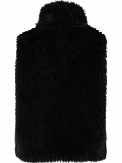 Amber & June Jacken & Westen*Damen Plüschweste schwarz uni