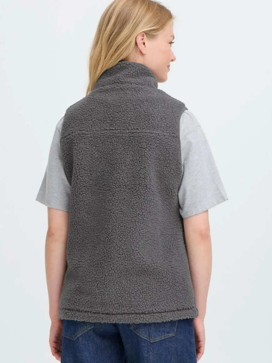 OXMO Jacken & Westen*Damen Plüschweste - OXABBY grau uni