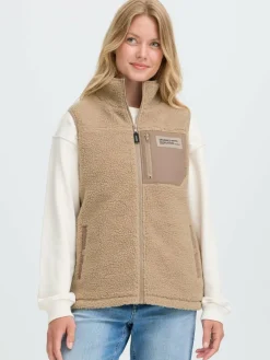 OXMO Jacken & Westen*Damen Plüschweste - OXABBY beige uni