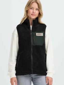 OXMO Jacken & Westen*Damen Plüschweste - OXABBY schwarz uni