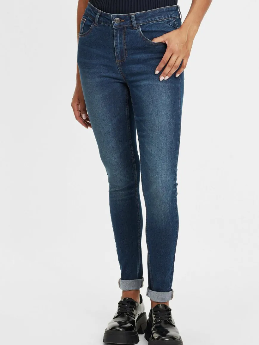 OXMO Jeans*Damen 5-Pocket-Jeans - OXLenna blau uni