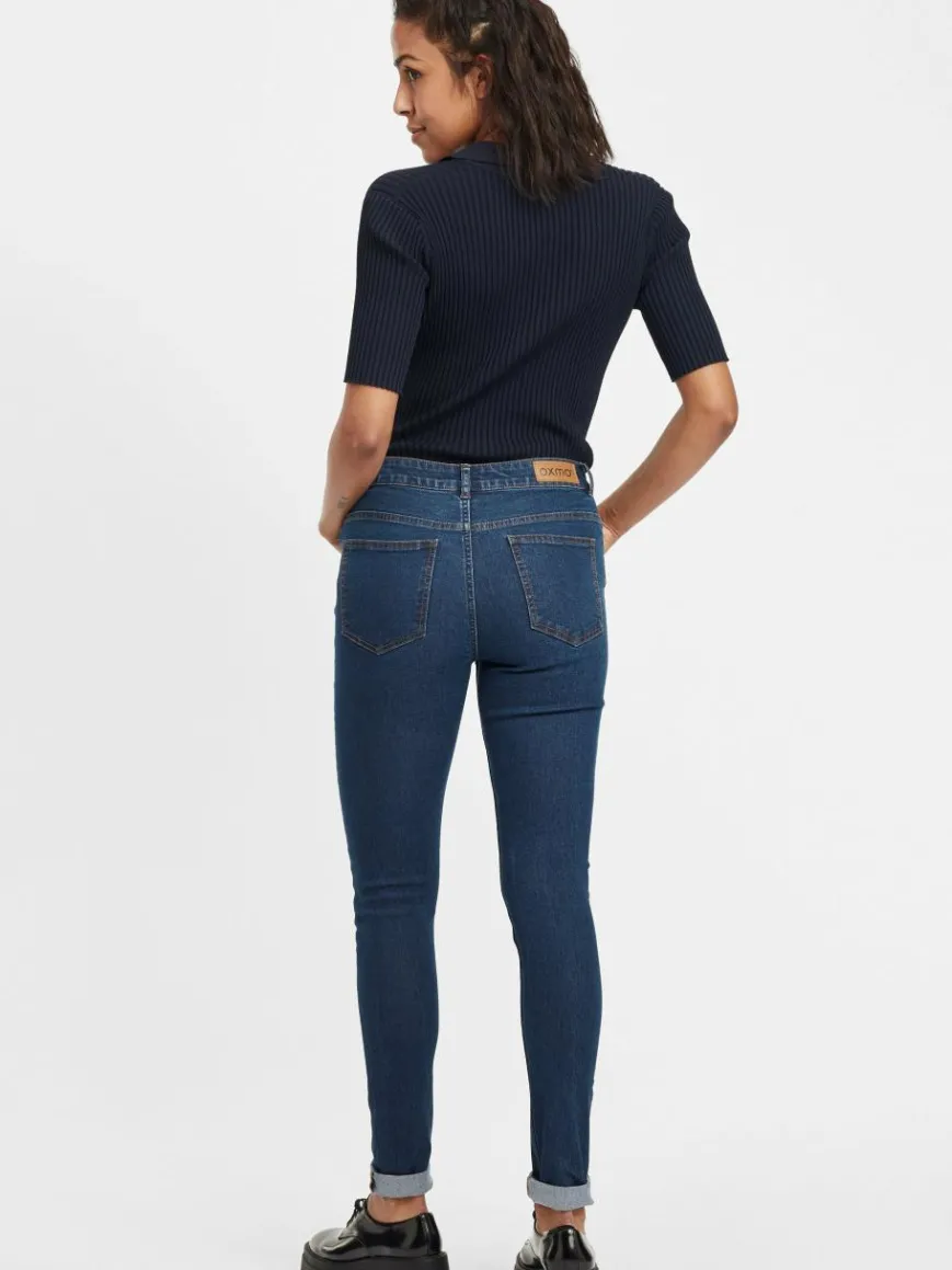OXMO Jeans*Damen 5-Pocket-Jeans - OXLenna blau uni