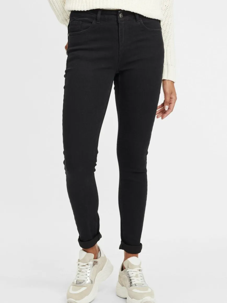 OXMO Jeans*Damen 5-Pocket-Jeans - OXLenna schwarz uni