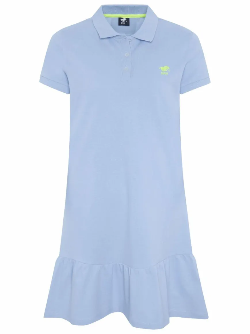 Polo Sylt Kleider*Damen Polokleid hellblau uni