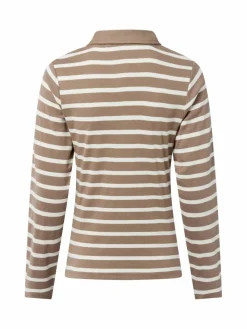 brookshire Shirts & Tops*Damen Poloshirt taupe weiß gestreift