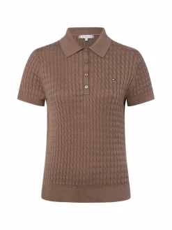Tommy Hilfiger Shirts & Tops*Damen Poloshirt aus Strick taupe uni