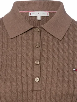 Tommy Hilfiger Shirts & Tops*Damen Poloshirt aus Strick taupe uni