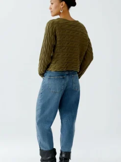 Oui Pullover & Strickjacken*Damen Pullover oliv uni