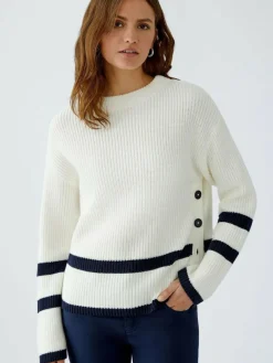 Oui Pullover & Strickjacken*Damen Pullover weiß blau gestreift