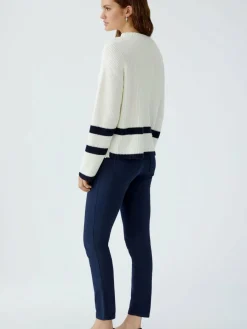 Oui Pullover & Strickjacken*Damen Pullover weiß blau gestreift