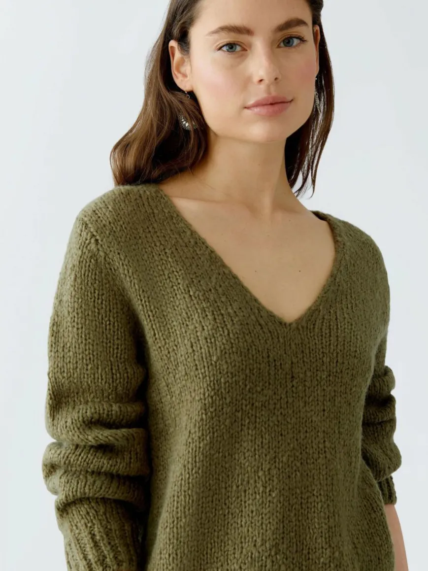 Oui Pullover & Strickjacken*Damen Pullover oliv uni
