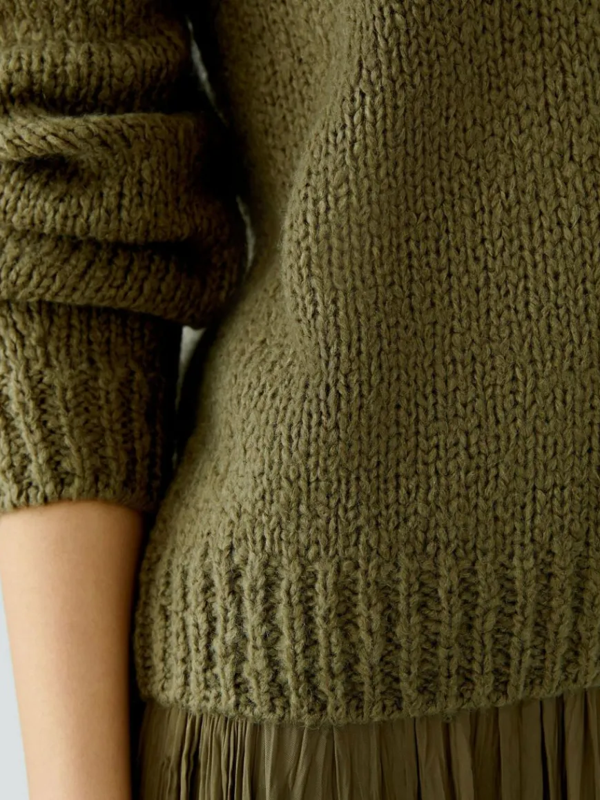 Oui Pullover & Strickjacken*Damen Pullover oliv uni