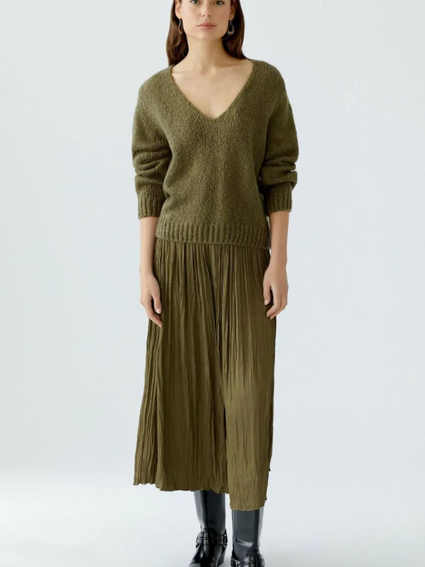 Oui Pullover & Strickjacken*Damen Pullover oliv uni