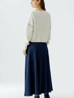 Oui Pullover & Strickjacken*Damen Pullover beige uni