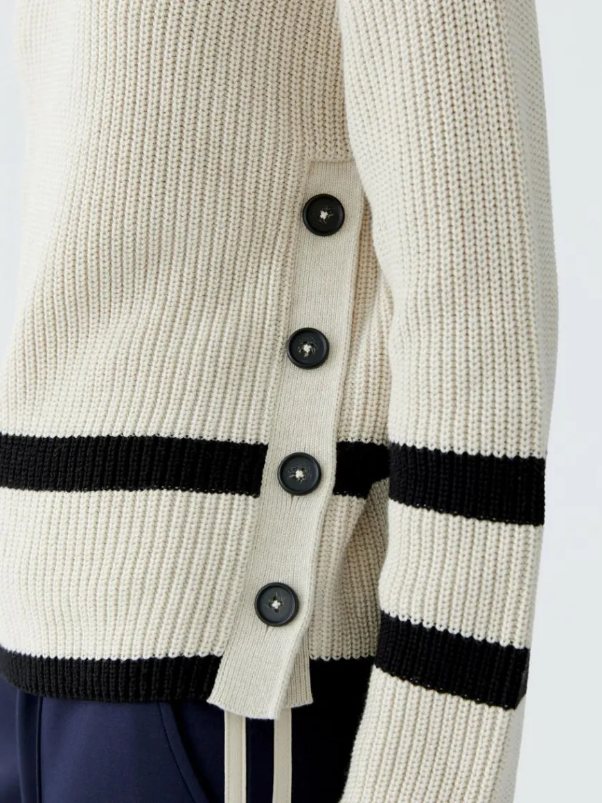 Oui Pullover & Strickjacken*Damen Pullover beige grau gestreift