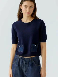 Oui Pullover & Strickjacken*Damen Pullover blau uni