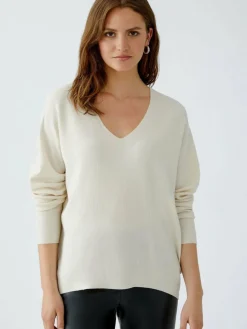 Oui Pullover & Strickjacken*Damen Pullover weiß uni