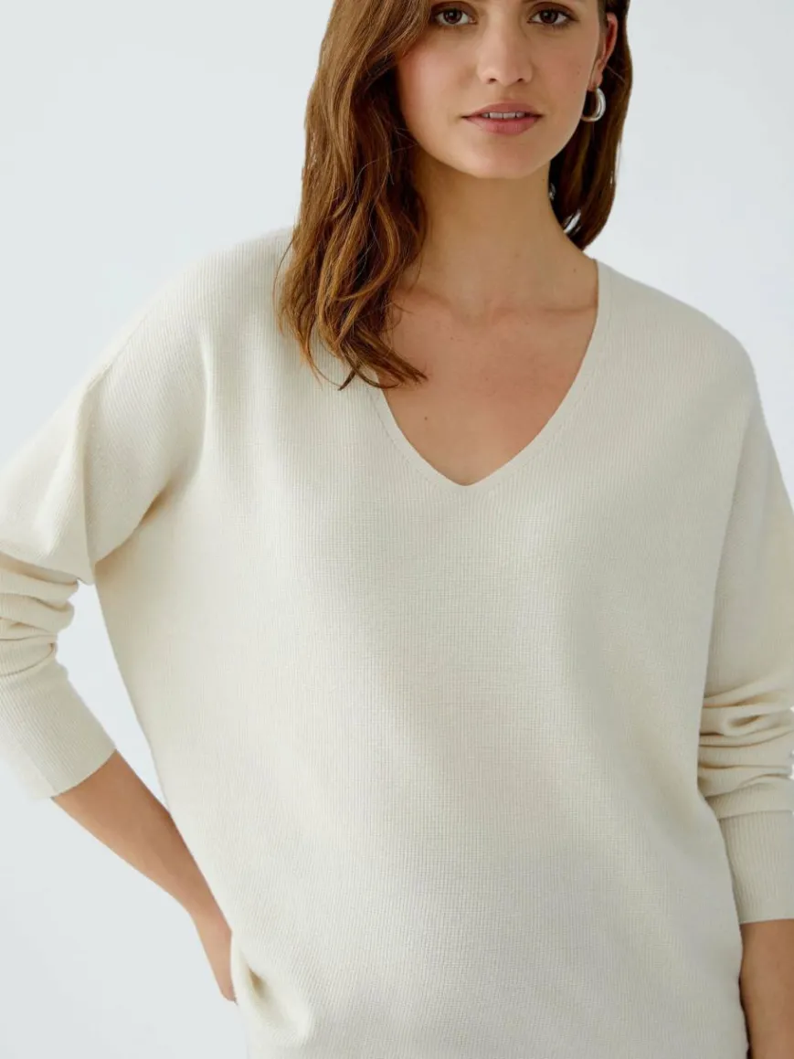 Oui Pullover & Strickjacken*Damen Pullover weiß uni