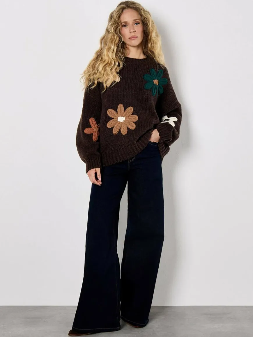 Apricot Pullover & Strickjacken*Damen Pullover braun bedruckt