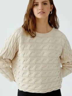 Oui Pullover & Strickjacken*Damen Pullover weiß uni