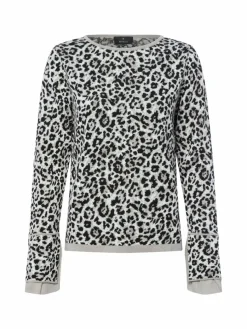 Monari Pullover & Strickjacken*Damen Pullover schwarz ecru gemustert