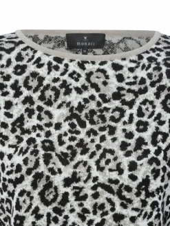 Monari Pullover & Strickjacken*Damen Pullover schwarz ecru gemustert