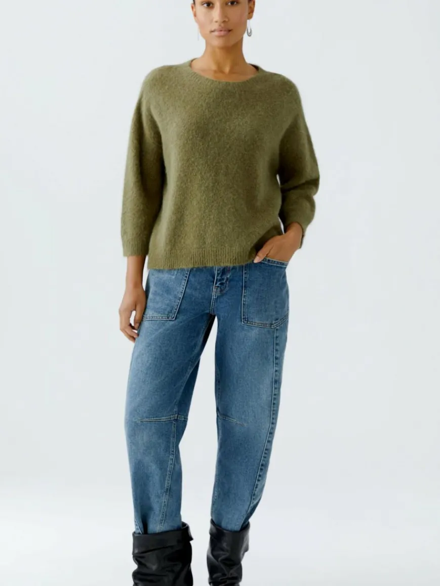 Oui Pullover & Strickjacken*Damen Pullover oliv uni