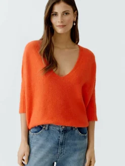 Oui Pullover & Strickjacken*Damen Pullover orange uni