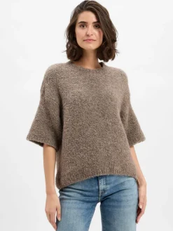 american vintage Pullover & Strickjacken*Damen Pullover mit Alpaka-Anteil - Zolly taupe meliert