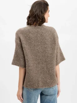 american vintage Pullover & Strickjacken*Damen Pullover mit Alpaka-Anteil - Zolly taupe meliert