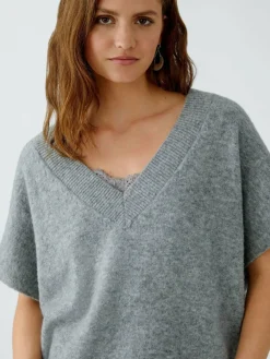 Oui Pullover & Strickjacken*Damen Pullunder grau uni