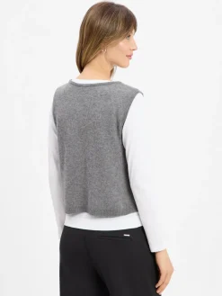 american vintage Pullover & Strickjacken*Damen Pullunder mit Cashmere-Anteil - Dumy grau meliert