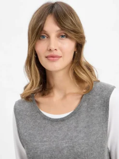 american vintage Pullover & Strickjacken*Damen Pullunder mit Cashmere-Anteil - Dumy grau meliert