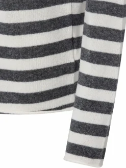 Marie Lund Pullover & Strickjacken*Damen Pure Cashmere Pullover ecru anthrazit gestreift