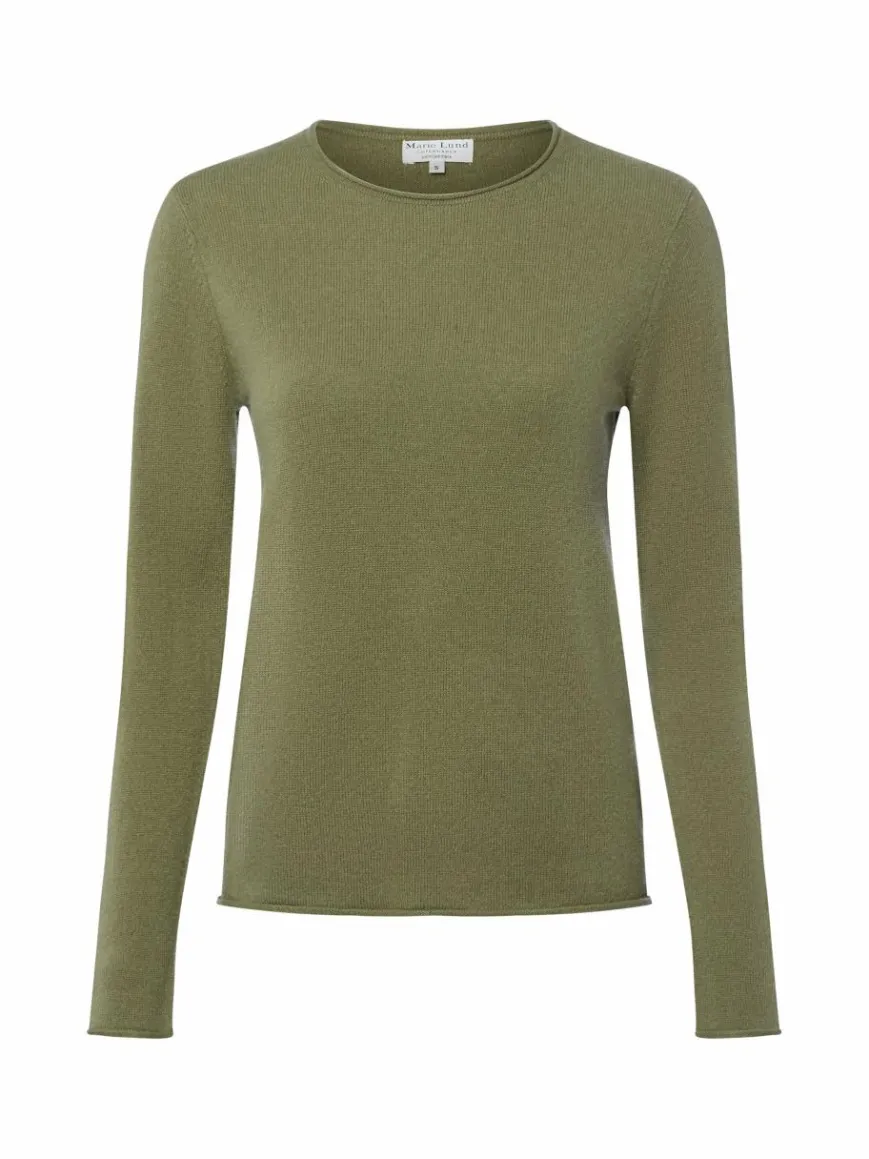 Marie Lund Pullover & Strickjacken*Damen Pure Cashmere Pullover erbse uni