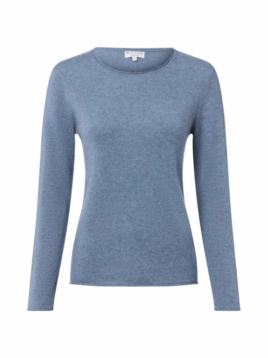 Marie Lund Pullover & Strickjacken*Damen Pure Cashmere Pullover blau meliert