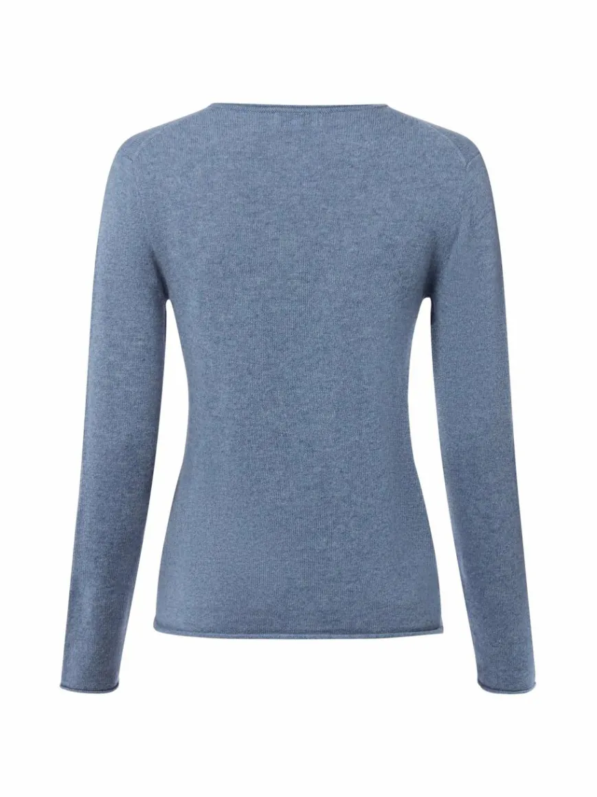 Marie Lund Pullover & Strickjacken*Damen Pure Cashmere Pullover blau meliert