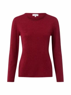 Marie Lund Pullover & Strickjacken*Damen Pure Cashmere Pullover bordeaux meliert