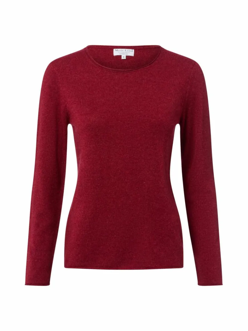 Marie Lund Pullover & Strickjacken*Damen Pure Cashmere Pullover bordeaux meliert