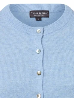 Franco Callegari Pullover & Strickjacken*Damen Pure Cashmere Strickjacke hellblau meliert