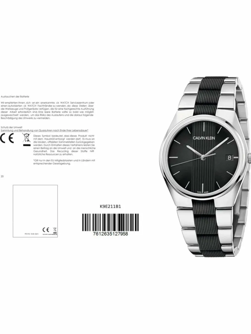 Calvin Klein Uhren*Damen Quarzuhr - K9E211B1 schwarz uni