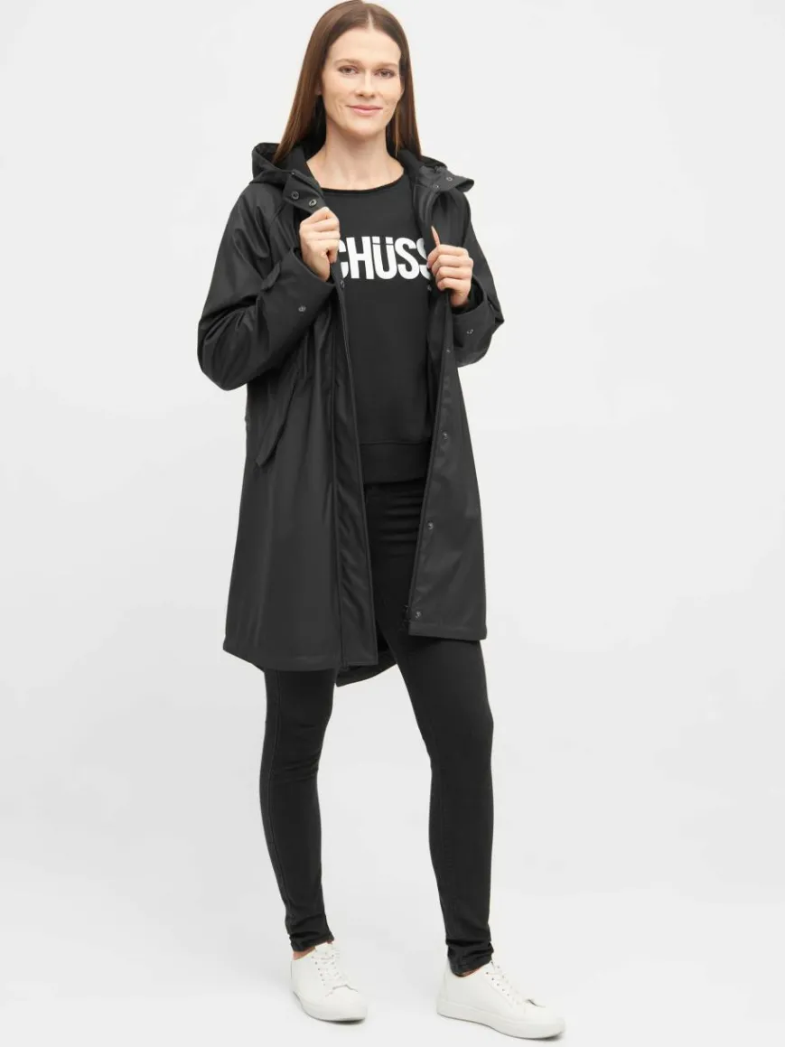 Derbe Jacken & Westen*Damen Regenjacke schwarz uni