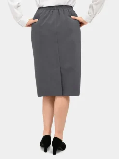 Goldner Röcke*Damen Reiseschlupfrock - Knitterfreier Reiseschlupfrock grau uni