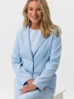 Frank Walder Blazer*Damen Reversblazer hellblau blau uni