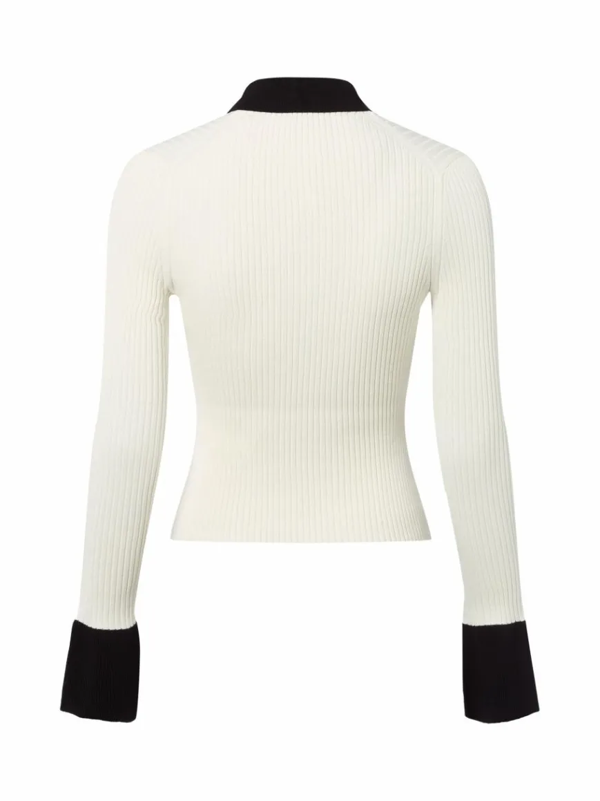 HUGO Pullover & Strickjacken*Damen Rippstrickpullover - Sharro ecru schwarz uni