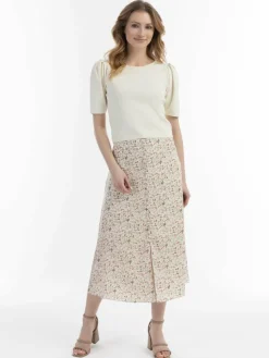 Usha Röcke*Damen Rock weiß gemustert